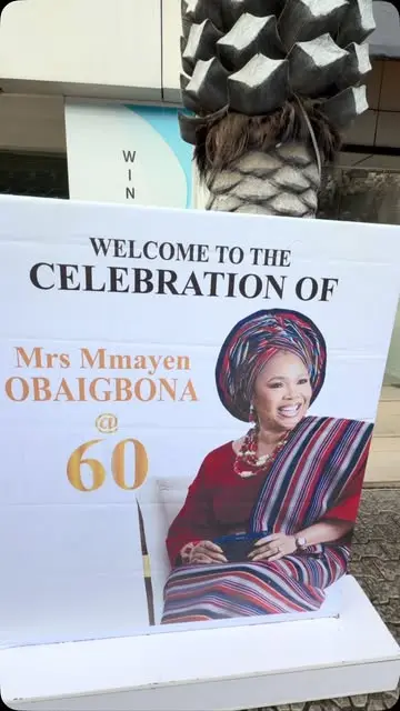 Welcome display for a sixtieth birthday celebration by Avidah Events